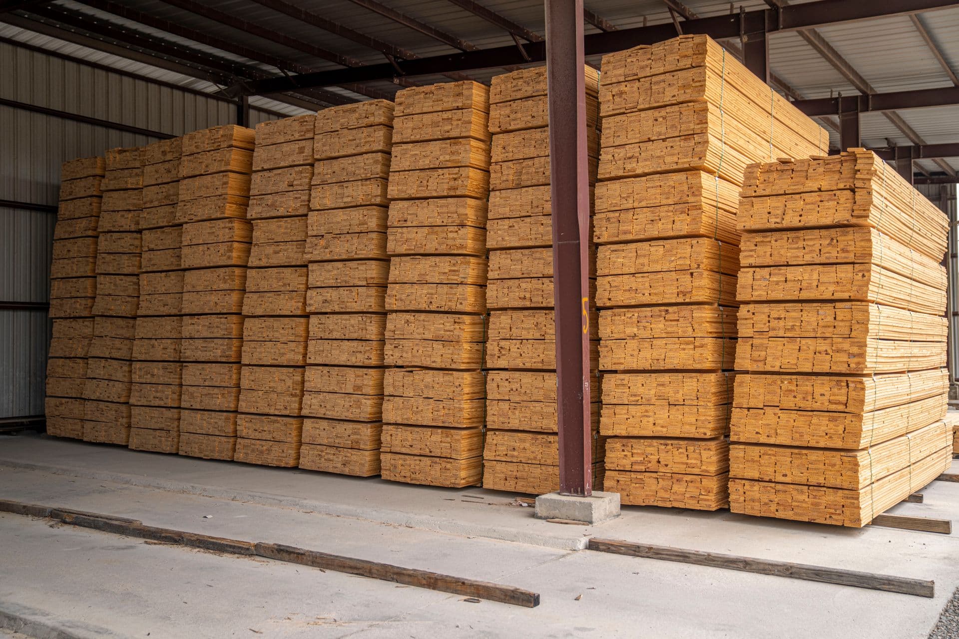 Stacked wooden panels bonded with PVA wood adhesive